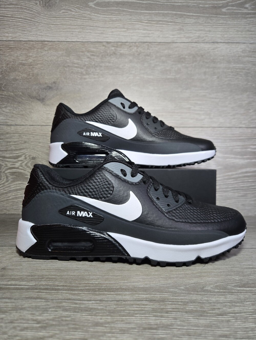 Nike Air Max 90 Golf Shoes Men's Size 8 Spikeless Black / White CU9978-002 New